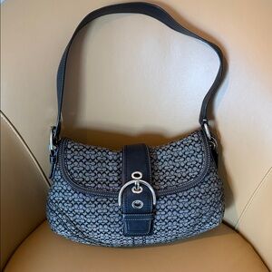 Coach Black and Gray Soho Signature Shoulder Bag